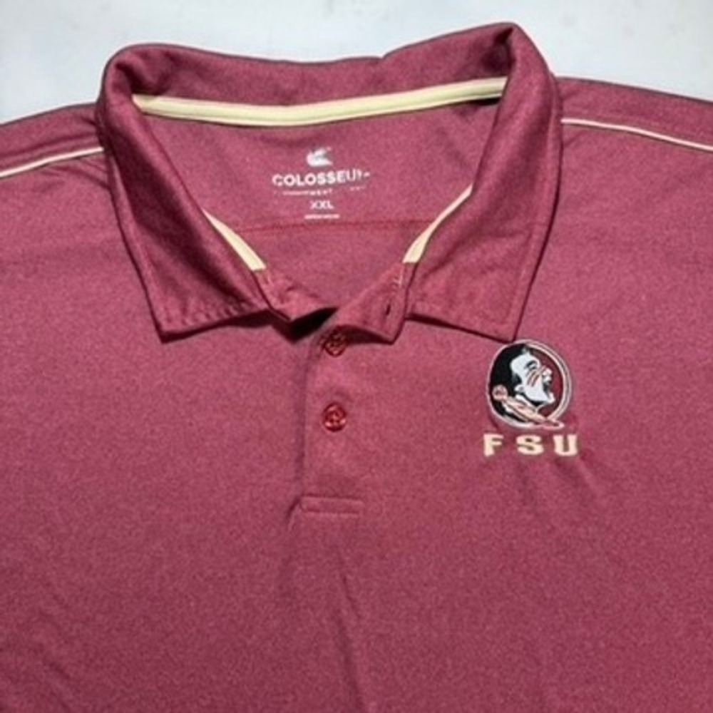 FSU Florida State Seminoles Polo Shirt Mens XXL Maroon Performance Top